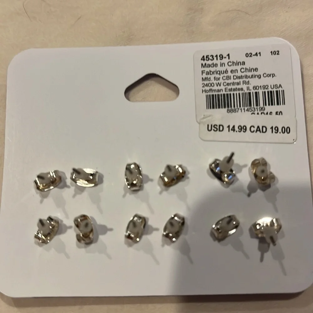 NEW! Set of 3! Claire’s Boutique girls earrings for pierced ears, jewelry